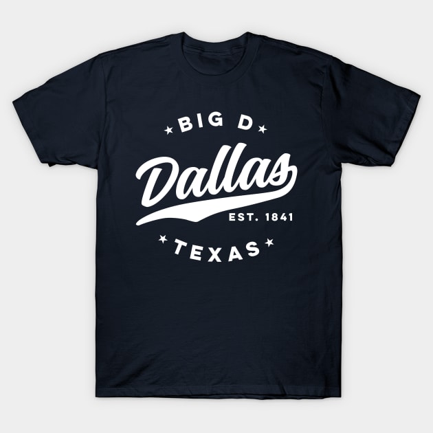 Big D Dallas Texas (White) T-Shirt by DetourShirts